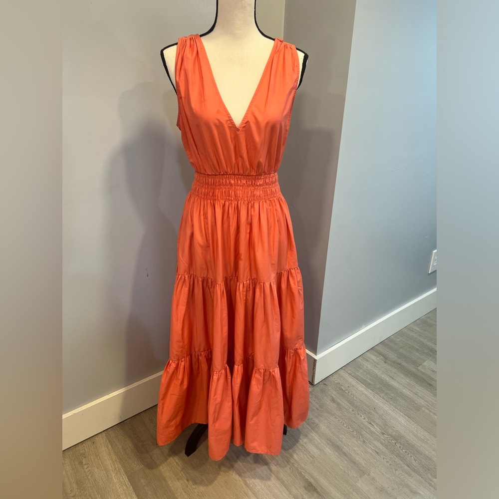 Maeve, coral dress